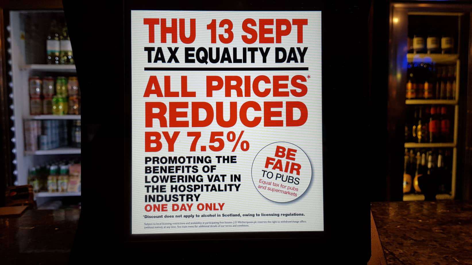 Wetherspoons Slash Prices for Tax Equality Day 2018